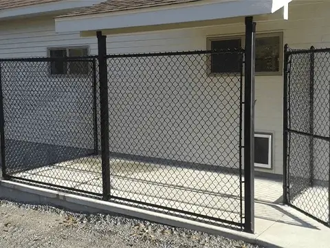 black chain link fence gate