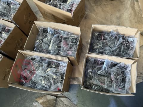 Plastic bags and cardboard boxes packaging