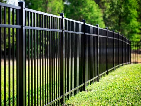 black aluminum fence posts