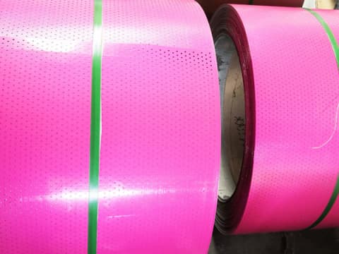 Red perforated metal sheet decorative