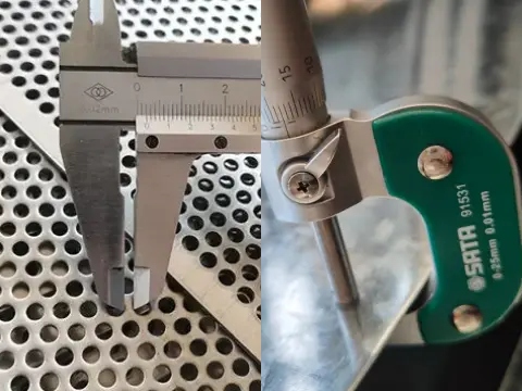 Thickness and hole distance detection