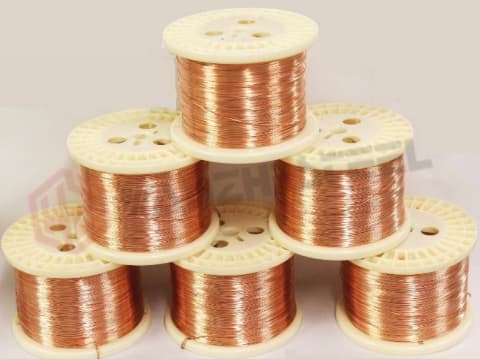Fine copper-coated wire spool