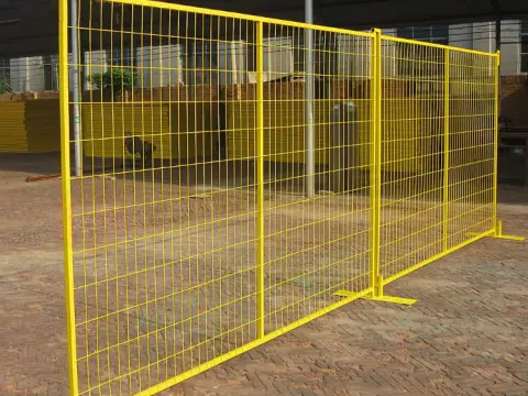 Yellow temporary fence panels