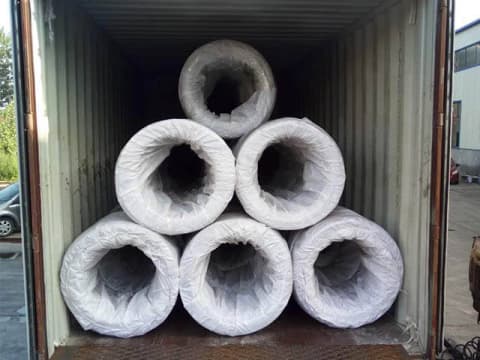 Galvanized wire loaded into containers